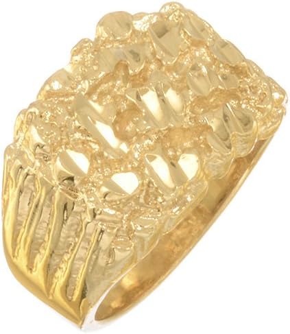 Men's 19mm Wide Chunky Gold Nugget Statement Ring Heavy 14K Yellow Gold Plated - Size 15