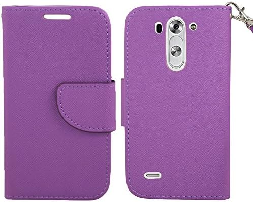 SOGA® PU Leather Magnetic Flip Wallet Case for LG G3 S / Vigor / Mini / Beat - Purple [SWG858]