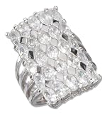 Sterling Silver 25 Stone Oval Cubic Zirconia Ring (approx 1 inch ).
