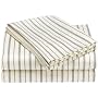 Regency Collection 310 Thread Count Maxine Printed Stripe Cotton Queen Sheet Set, Mocha