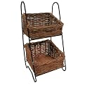 2-Tier Rattan and Iron Display - Brown