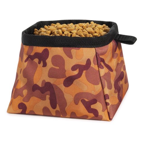 Dog Camo Travel Bowl For Food or Water - Rust Color