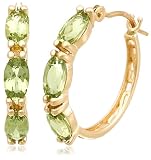 14k Yellow Gold 5x3 Oval Peridot Hoop Earrings