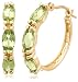 14k Yellow Gold 5x3 Oval Peridot Hoop Earrings