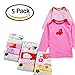 Monvecle Baby Girl 5 Pack Newborn to Toddler Long Sleeve Cotton Cartoon T-Shirt Gift Set 12M