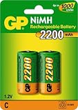 Electronics : GP 2200mAh C Type NiMH Rechargeable Batteries 2 Pack