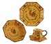 16PC DINNER SET DINNERWARE BAMBOO ROOSTER SUNFLOWER