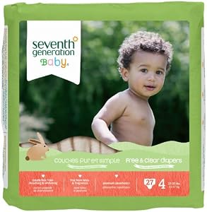 Seventh Generation Free & Clear Diapers, Size 4, 27 ct