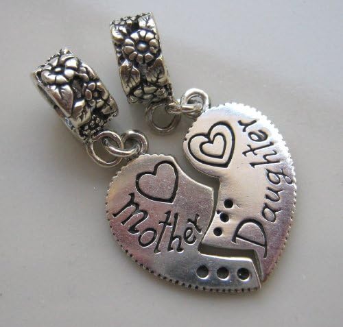 Mother/daughter, Share a Heart, Sterling Silver, Charm, Dangle Bead, European