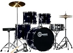 Black Drum Set for Sale with Cymbals Hardware and Stool New Gammon 5-Piece Kit Full Size