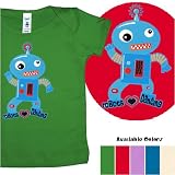 Robots Love Dancing organic cotton infant shirt, 12-18 months, electric blue