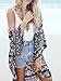 Persun Women Dark Blue Tribe Pattern 3/4 Sleeve Loose Kimono, Blue, Large