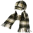 Ladies Winter Tartan Plaid Newsboy Cap Hat Softer Cashmere? Scarf Gift Set Black