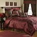 4 PC. FAUX SILK ELEGANT OVERSIZED COMFORTER SET W/ EMBROIDEREY MATCHING EURO SHAMS AND DECORATIVE PILLOWS AVAILABLE CHOCOLATE BROWN / WINE QUEEN