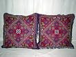 2 Raspberry Purple with Wool Crewel Embroidery Cushion Covers Toss Pillows