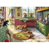 Enlarge toy image: Gibsons Puzzle - Kitchen Capers 1000 piece jigsaw puzzle - school time children learning and fun