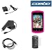 Hot Pink Durable Rubber Soft Silicone Skin Cover Case + Rapid Car Charger + Home Travel Charger + Clear Durable Reusable LCD Screen Protector + USB Data Cable for RIM Blackberry 9530 9500 Storm Smartphone