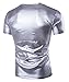 Mens Trend Nightclub Styles Metallic silver Button Down Shirts (M, silver-short)