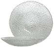 Clear Glass Rattan Design Large Shallow Bowl 15" D, 2 3/4" H