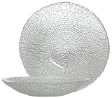 Clear Glass Rattan Design Large Shallow Bowl 15" D, 2 3/4" H