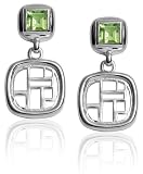 Sterling Silver Window Drop Earrings w/ Peridot by Zina
