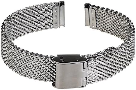 Xuexy 14mm Pebble Time Round Milanese Wire Mesh Stainless Steel Watch Band Strap Replacement Bracelet, Silver