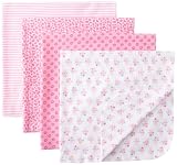 Gerber Baby-girls Newborn 4 Pack Flannel Receiving Blanket-Cat