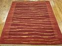 4x6 Red Hand Knotted Wool Modern Tibet Rug