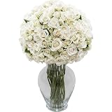 Deluxe White Spray Roses 100 Blooms with Jordan Vase