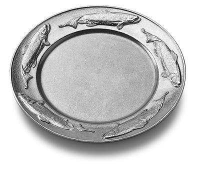 Wilton Armetale Cabin Home Creel and Trout Medium Round Tray