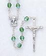 22" Silver Tone Rosary with 7mm Green Beads, Mary with Child Emblem, and Crucifix - Imported from ITALY 22" Silver Tone Rosary with 7mm Green Beads, Mary with Child Emblem, and Crucifix - Imported from ITALY
