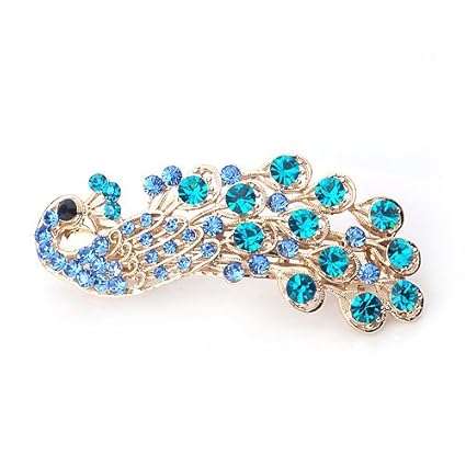 Bemaystar Women's Vintage Crystal Peacock Hair Clip Head Wear
