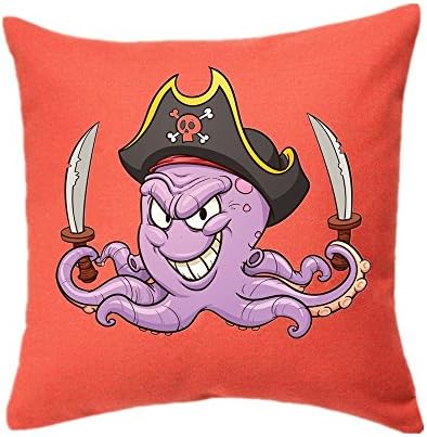 Orange Cotton Pillow Cusion Case (Pink pirate squid0