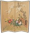 Beautiful Hand Painted Oriental Room Divider - 6ft. Harmony in Nature Hand Crafted Folding Privacy Floor Screen
