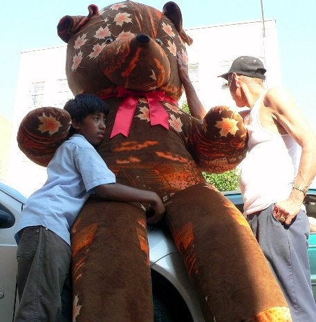51ZKBIr1XVL MASSIVE 8 FEET TALL GIANT TEDDY BEAR BIG STUFFED ANIMAL PLUSH JUMBO   COLOR: UNIQUE BROWN AND ORANGE   AMERICAN MADE IN THE USA AMERICA