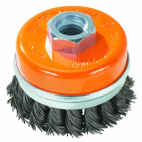 Walter 13G304 Knot Twisted Wire Cup Brush with Ring, Threaded Hole, Carbon Steel, 3