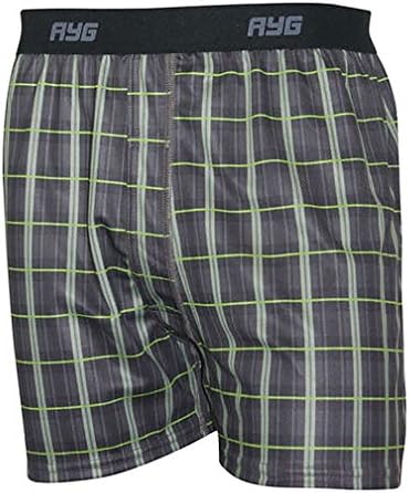 Ayg Men's Performance Print Boxer, Large, Plaid
