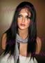100% Indian Remy Human Hair Full Lace Wig Yaki Straight 18" #1b