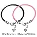 Pink Leather Charm Bracelet for Women, Fits European Charms, Steel Lobster Claw Clasp, 7.5 Inch