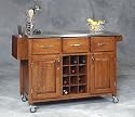 Kitchen Island Cart with Stainless Steel Top - Cherry Finish