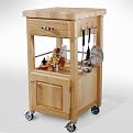 Single Door Kitchen Cart with Butcher Block Top