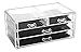 Acrylic Makeup Organizer Cosmetic Organizers Jewelry and Cosmetic Storage Grid Holders Durable Plastic Case Cabinets Display Box Colorless Two Piece Set with Removable Black Mesh Padding (4 Drawers)