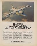 1975 Mitsubishi MU-2 Airplane Aircraft Can Cut Fuel Bills Print Ad (Memorabilia) (58014)