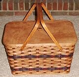 Amish Handmade Large Picnic Basket w/Divider Tray, Lid, and Two Swinging Carrier Handles Amish Handmade Large Picnic Basket w/Divider Tray, Lid, and Two Swinging Carrier Handles