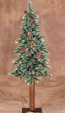 3' Alpine Frosted Artificial Christmas Tree W/ Pine Cones - Pre-Lit Clear Lights