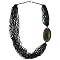 Asymmetrical Multi-Strand Necklace- Black Bead/ Copper