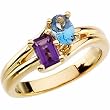 14K Yellow Gold Amethyst and Sky Blue Topaz Ring