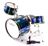 De Rosa DRM316-BU Junior 3 Piece 16 Inch Drum Set with Chair, Blue