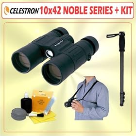 Celestron Noble 10x42 Compact Waterproof Binoculars + Accessory Kit by Celestron