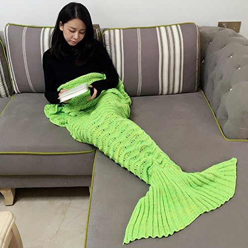 Mermaid Tail Blanket Crochet and Handmade Living Room All Seasons Sleeping Bags for Adults, Super Soft (71"x35.5")